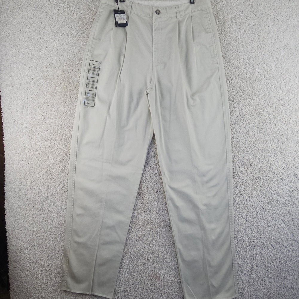 Vintage Nike Golf Pants Mens Size 34 Unhemmed Pleated Khaki 90s NEW NWT